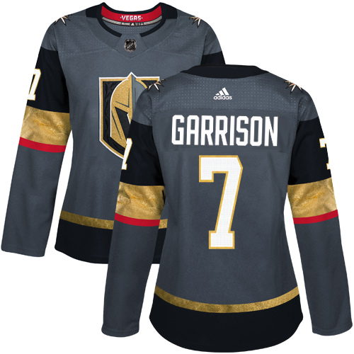 Adidas Golden Knights #7 Jason Garrison Grey Home Authentic Women's Stitched NHL Jersey - Click Image to Close